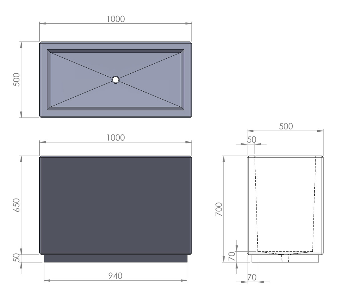 Technische Zeichnung Rexa-béton