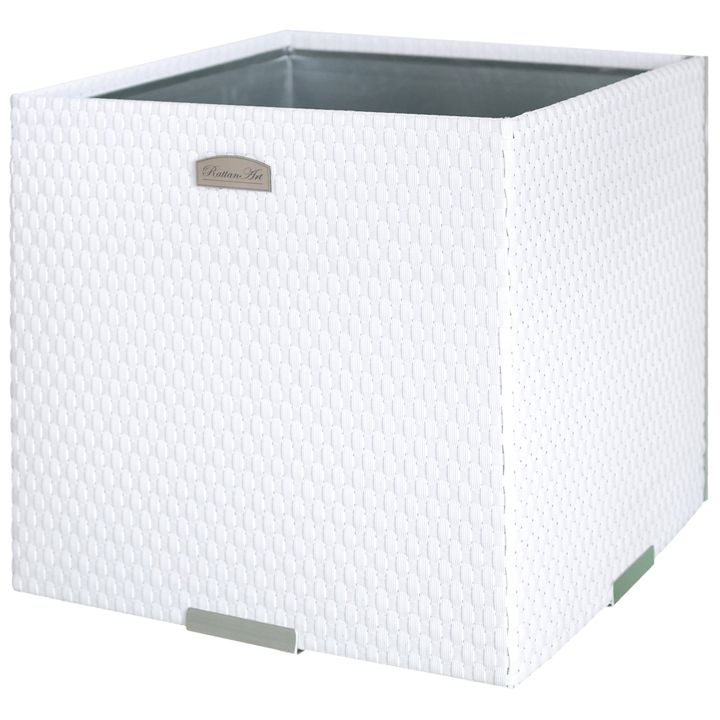 Pflanzkasten Rattan – weiß – 46 x 46 x 46 cm