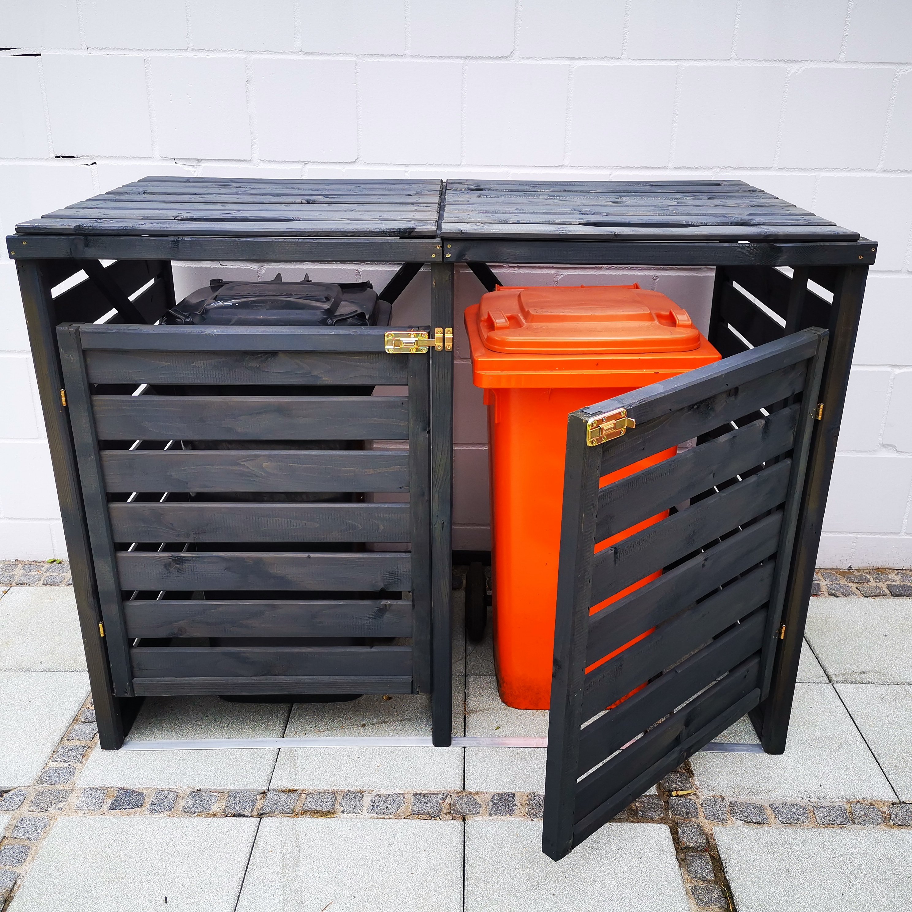 Anthrazit Mülltonnenbox - Ansicht front