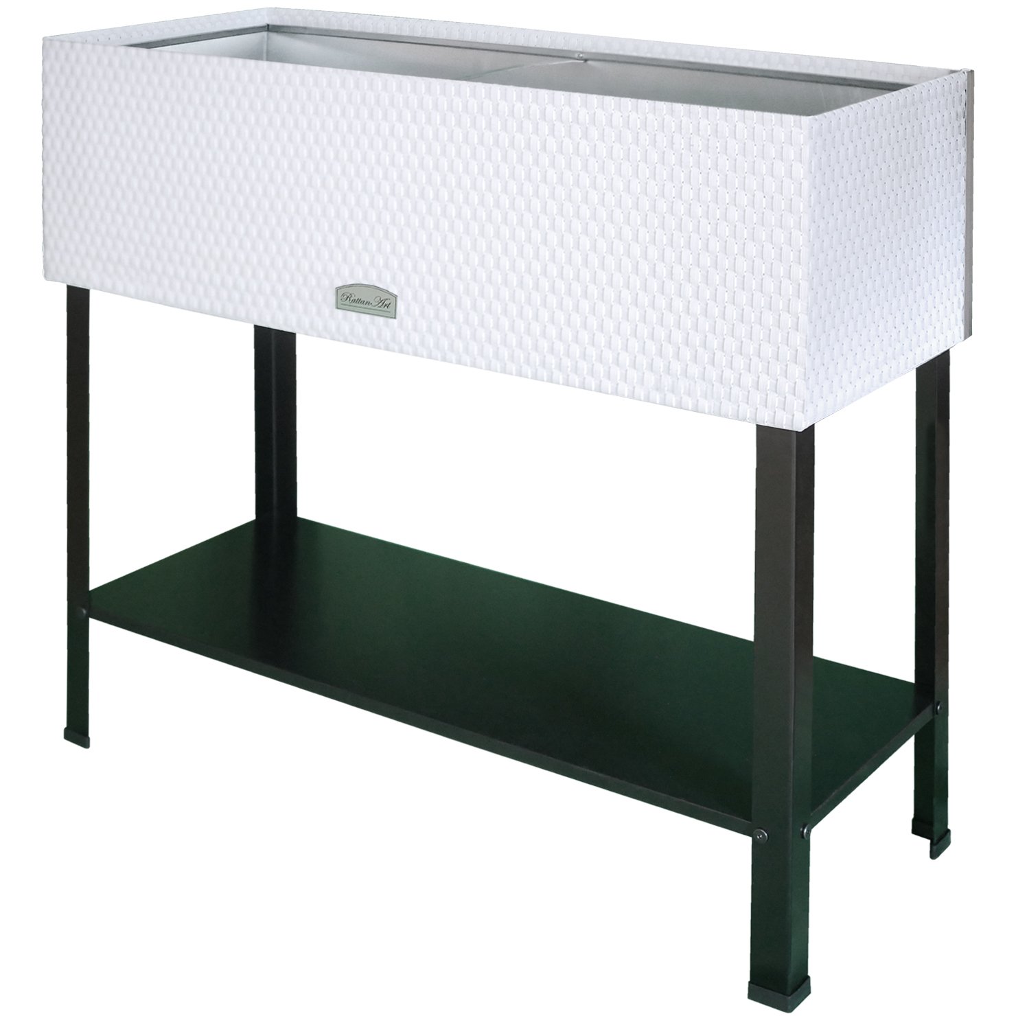 Hochbeet Rattan – weiß – 95 x 40 x 88 cm
