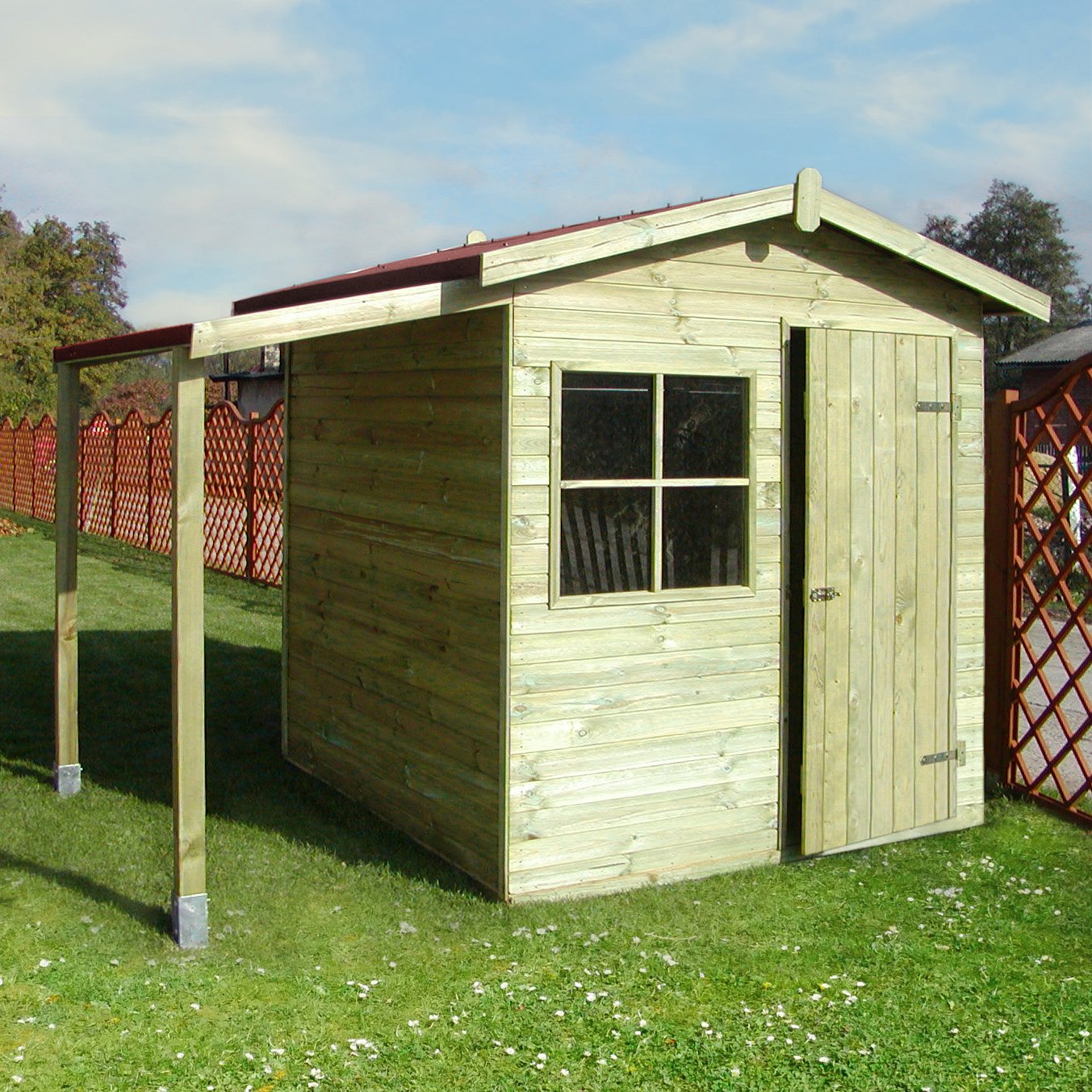 Gerätehaus Bruno mit Dachunterstand – 270 x 180 x 205 cm