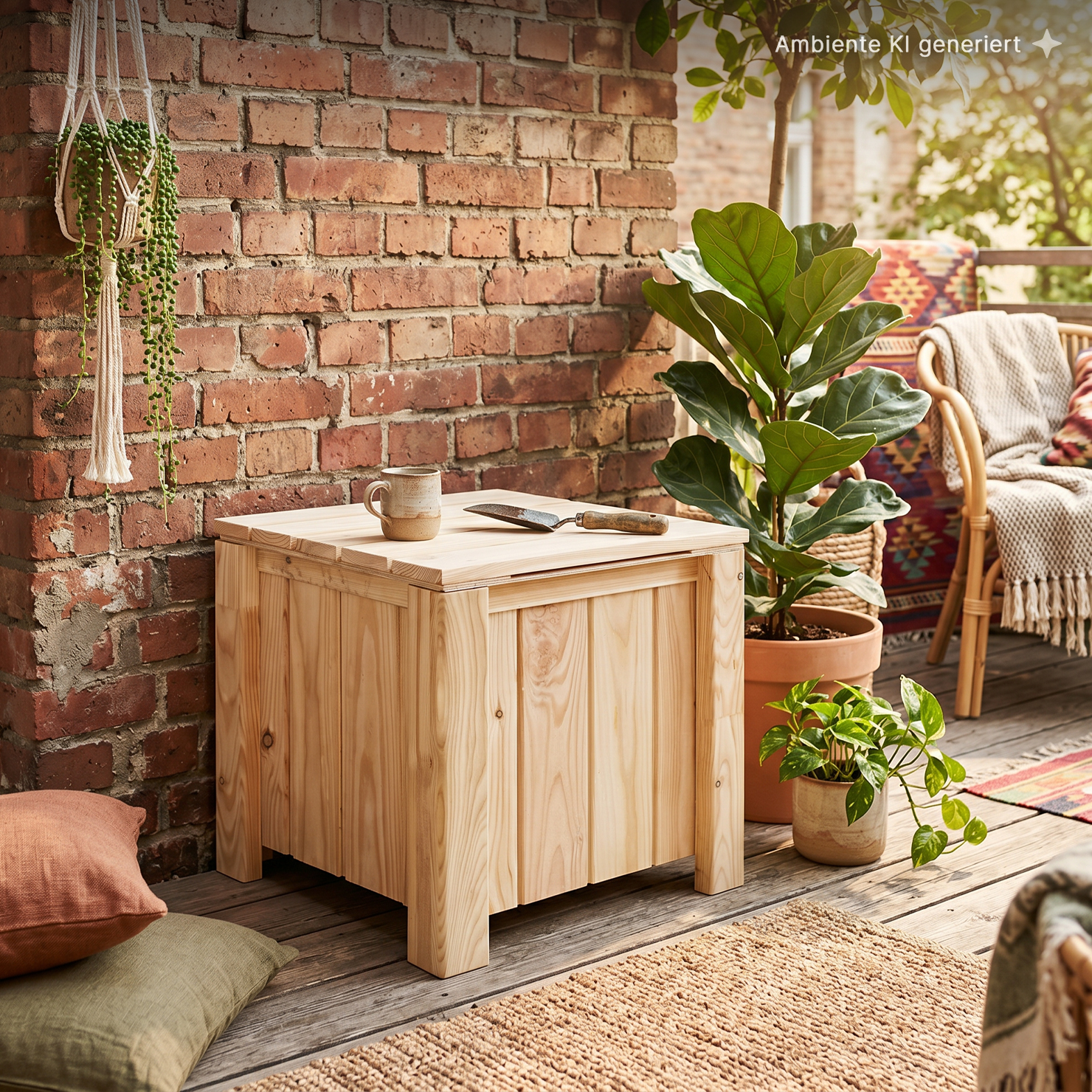 Tisch/Hocker Sonja 46,5 x 46,5 x 41 cm, Lärche natur