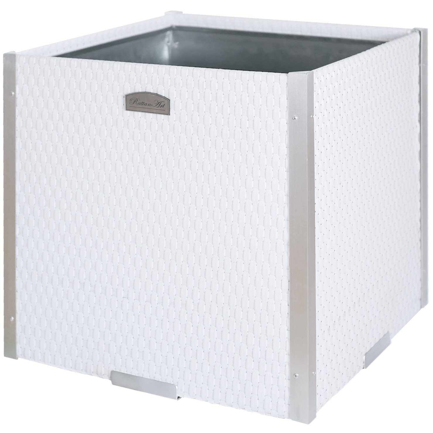 Pflanzkasten Rattan – weiss –  46 x 46 x 46 cm