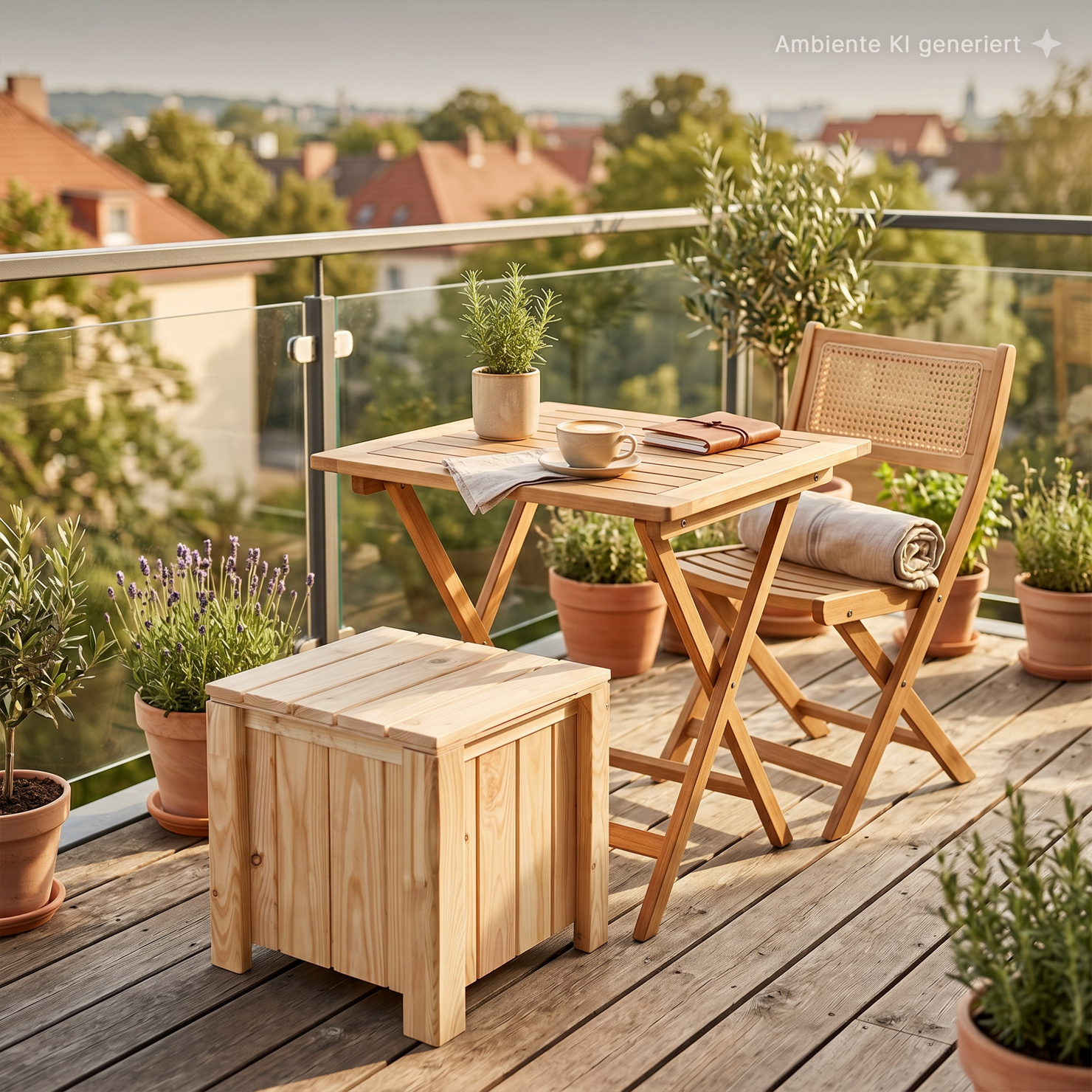 Tisch/Hocker Sonja 46,5 x 46,5 x 41 cm, Lärche natur