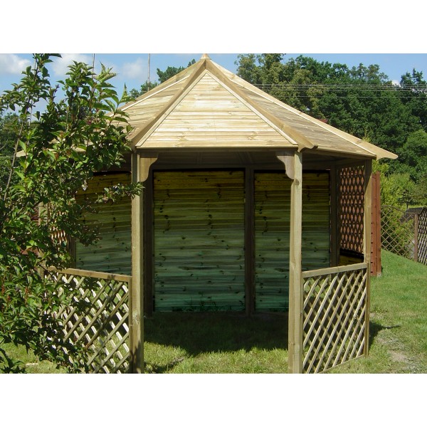 Pavillon Alma Set F mit Rankgittern und blickdichten Wänden