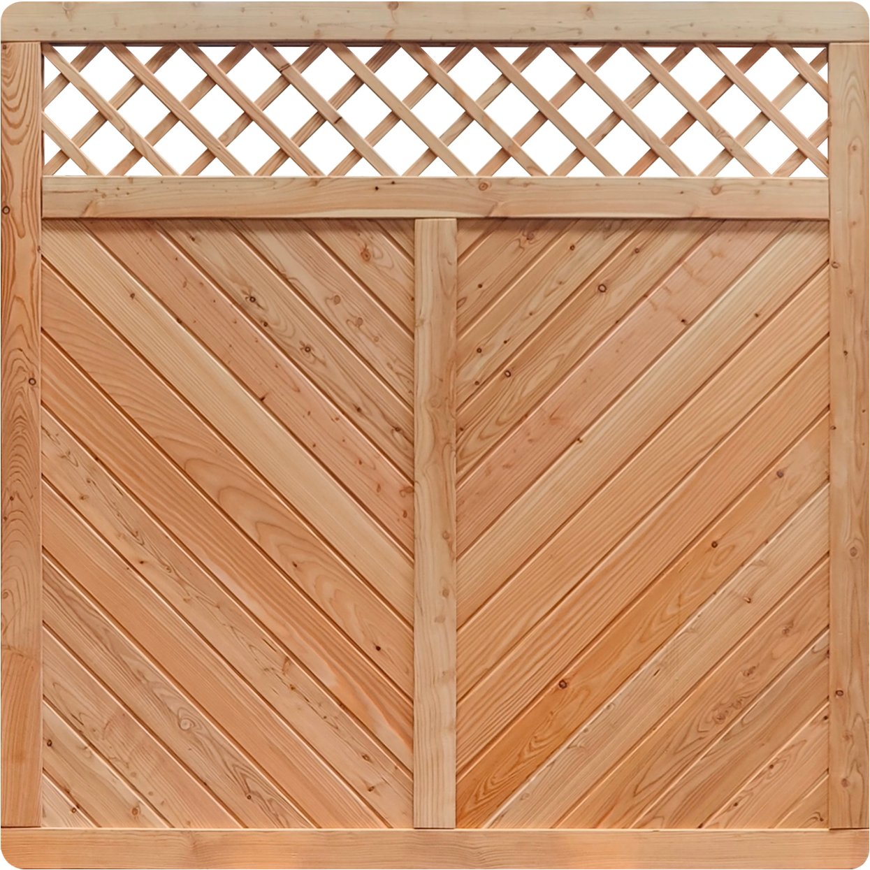 Massivzaun Giardino in Lärche mit Rankgitter – 180 x 180 cm