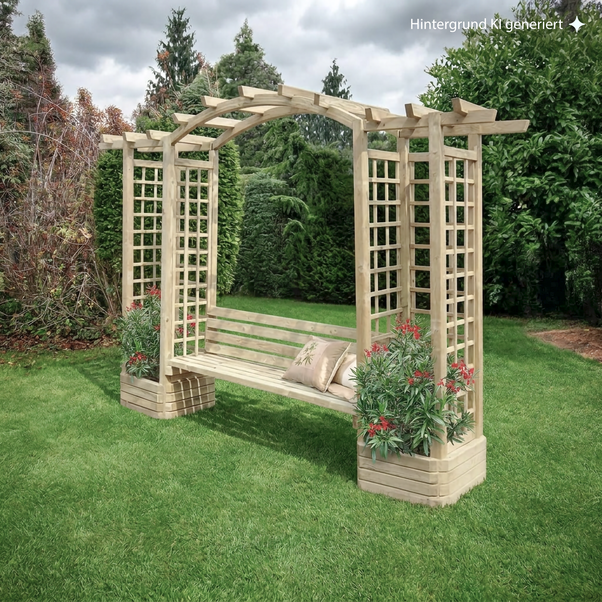 Sitzpergola Campi mit Bogen 210 x 350 x 72 cm, Kiefer kd imprägniert