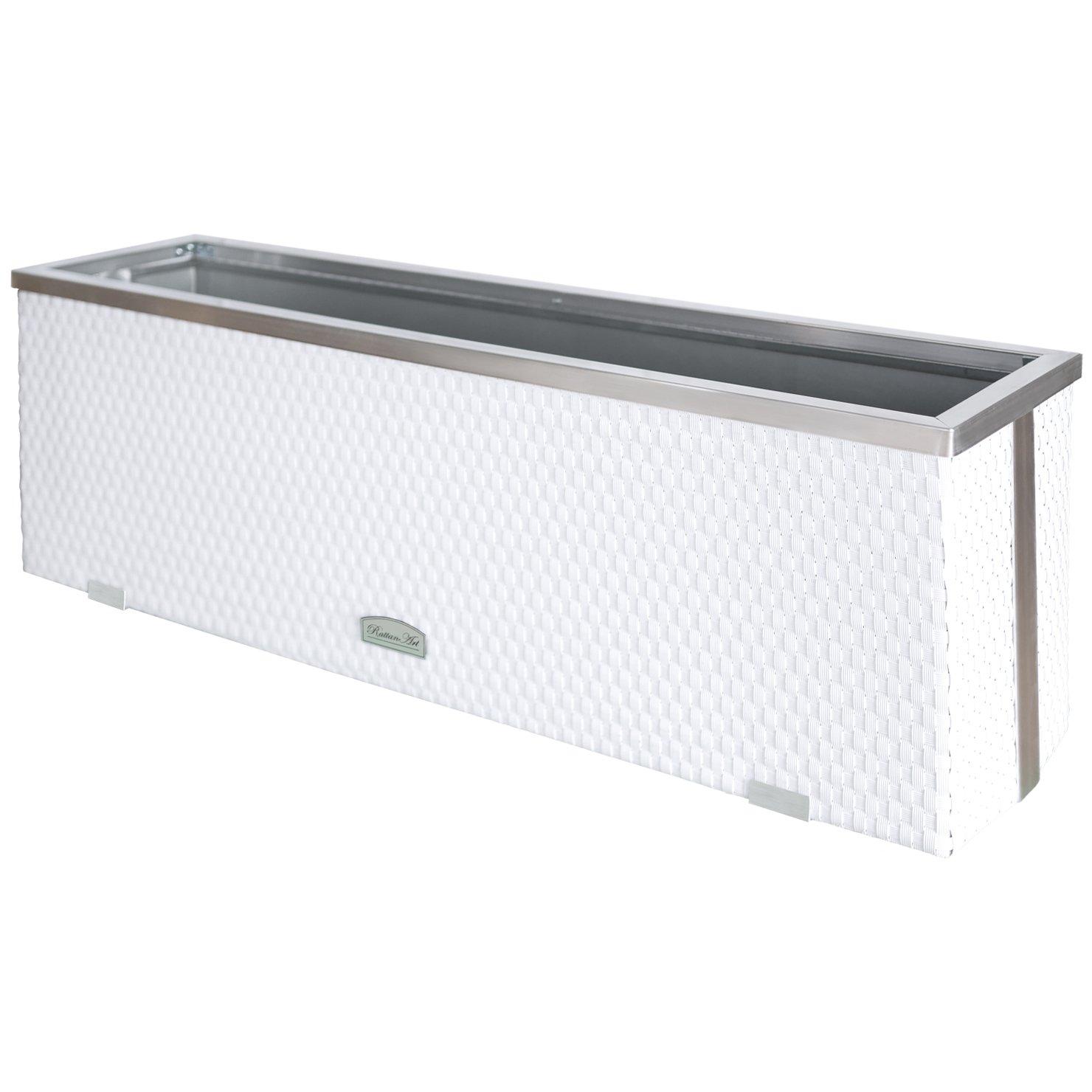 Pflanzkasten Rattan – weiß – 98 x 25 x 34 cm