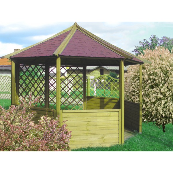Pavillon Alma Set G mit Rankgittern und blickdichten Wänden