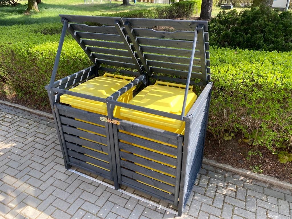 Anthrazit Mülltonnenbox - geöffnet
